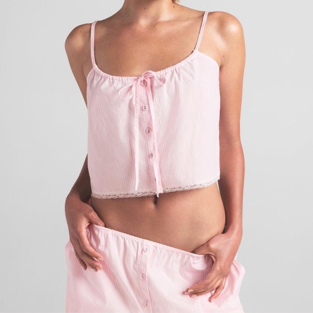 Skims Cotton Poplin Sleep Cami - Cherry Blossom Stripe 💗🍒